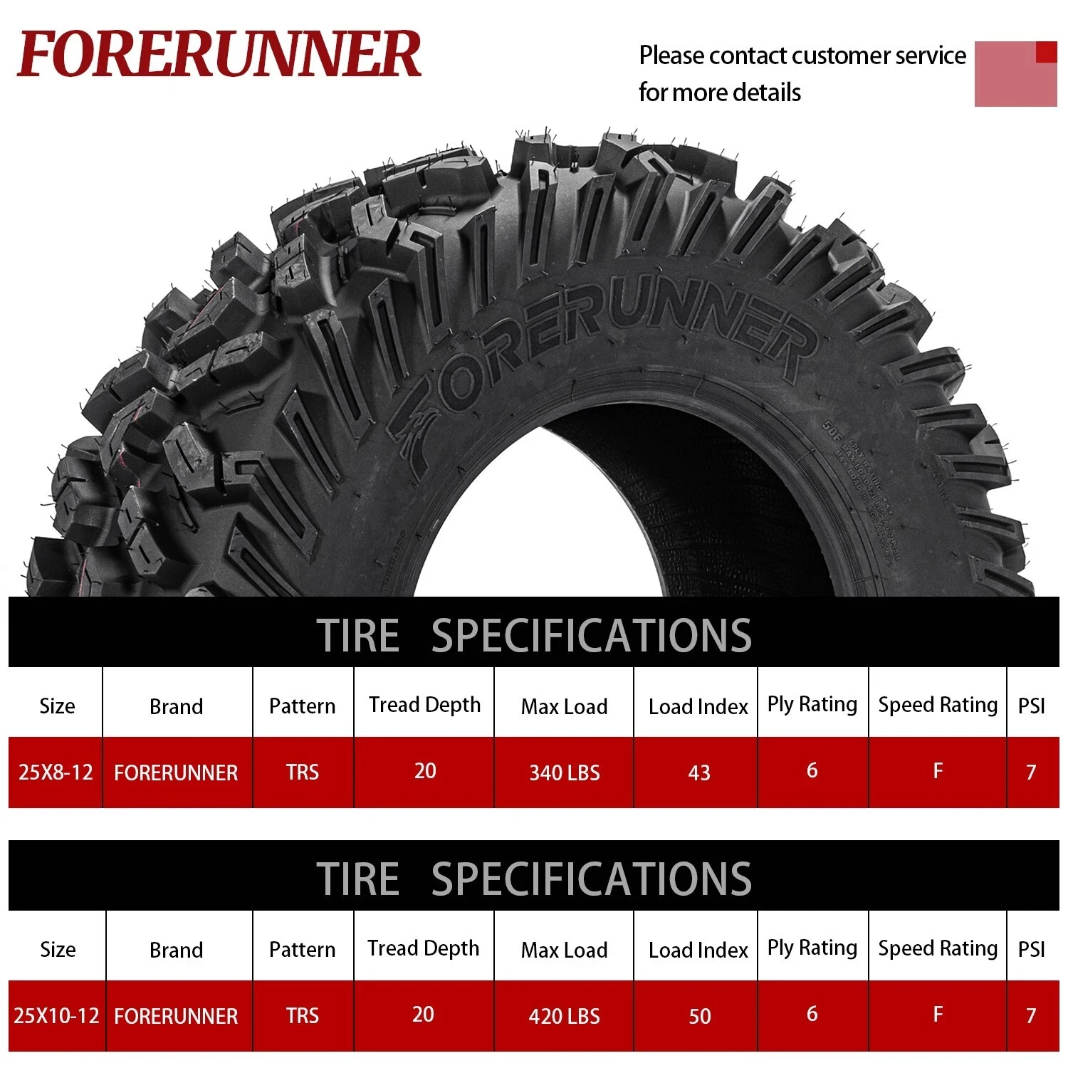 Set 4 25x10-12 25x8-12 6PR ATV UTV Tires 25x8x12 25x10x12 All Terrain Heavy Duty Motorcycle - view 3