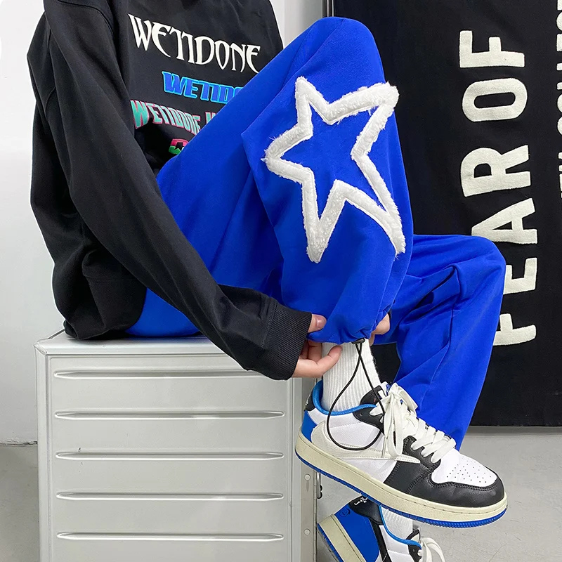 Star Baggy Man Pants Work Wear Straight Men's Trousers Clothing Streetwear Men's Sports Pants 5XL 2024 Autumn New