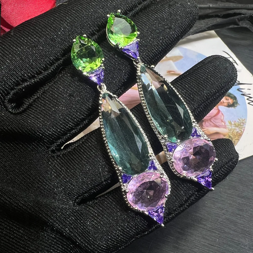 New clear crystal fashion droplets earrings summer transparent banquet ear accessory