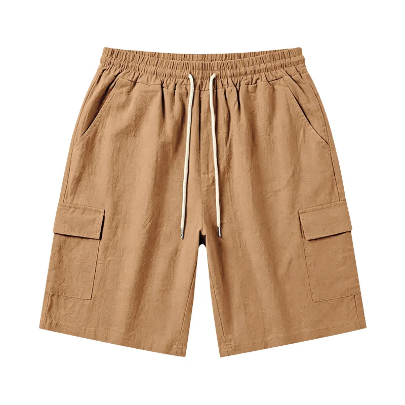 Amerikanische Multi-Pocket-Overalls für Herren, Outdoor-Sport und Freizeit, lockere, einfarbige Leinen-Overalls, Fünf-Punkt-Shorts – Detail 40