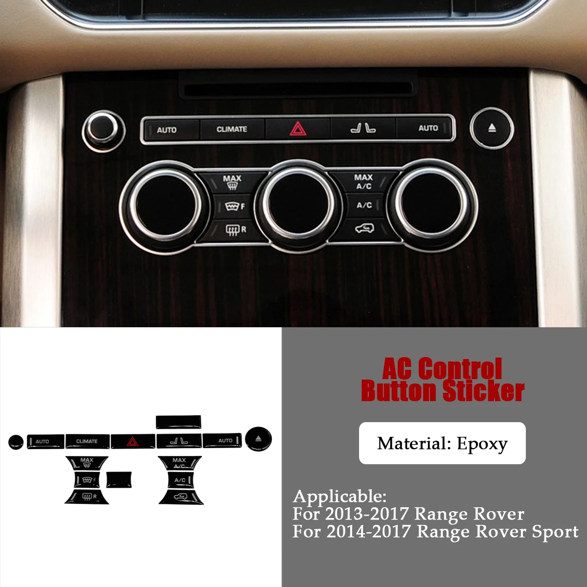 Knopfaufkleber für Range Rover Vogue L405 2014 bis 2017, Innenabdeckung für Range Rover Sport-Zubehör, L494 Getriebe-Terrain-Schalter – Detail 17
