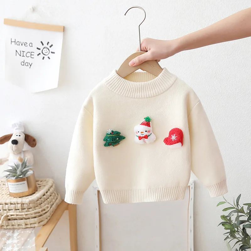 Girls Knitted Sweaters Winter Children Woolen Jersey Tops Outerwear For Baby Girl Thick Velvet Clothing Kids Pullover Sweater 6Y