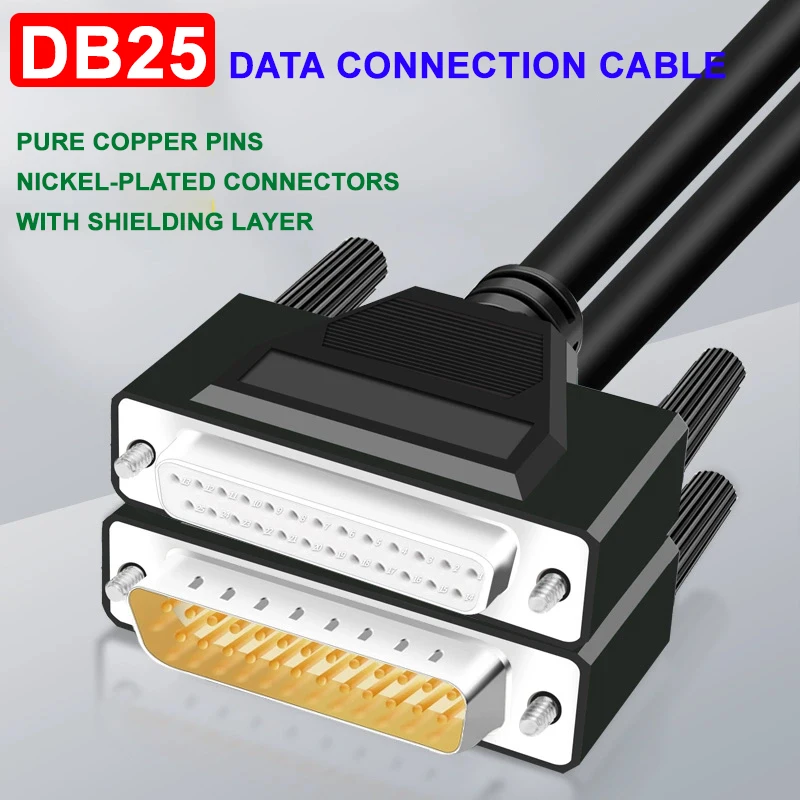 25pin Pure Copper Double Shield Parallel Port Data Transmission Cable DB25 Male to Female Connector Extension Cable 0.5-10M Wire