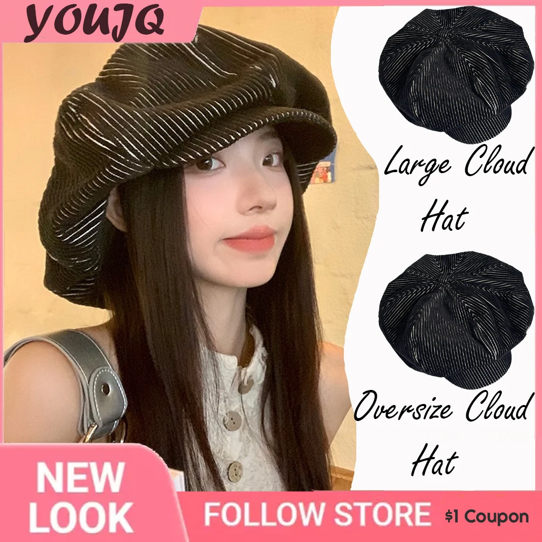 Oversize Large Edition Artist Hats for Women Men Autumn Winter Corduroy Elastic Head Surrounding Cloud Hat Boinas Para Mujer