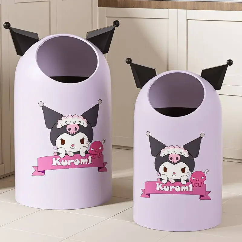 Sanrio cute cartoon Kuromi trash can household large-capacity bedroom paper basket toilet double-layer large sanitary bucket