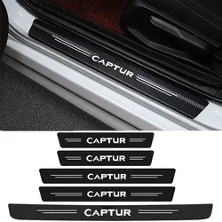 Carbon Fiber Car Door Threshold Stickers for Captur Logo Sill Scuff Plate Bumper Waterproof Decals Interior Accessories