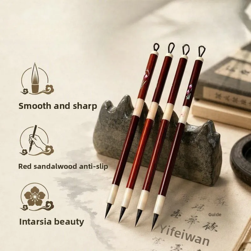 Purple Weasel Hair Small Calligraphy Brush for Regular Script Copying Sutra Use Home Office Study Art Writing Practice Tool