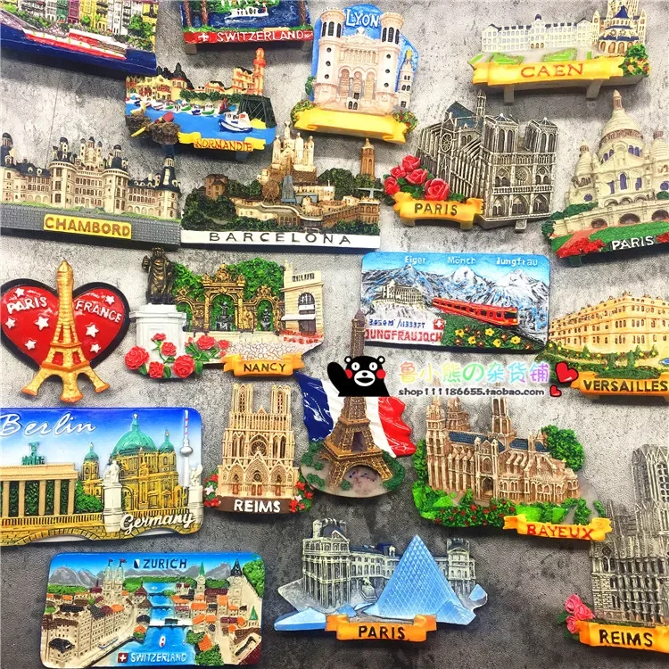 Resin 3D France Switzerland Germany Fridge Magnets Souvenir Refrigerator Magnet Tourist Gift Home Decor