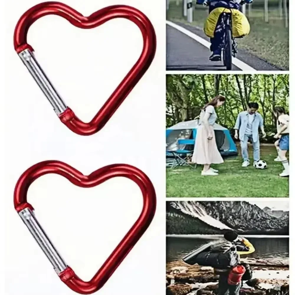 Heart Shaped Metal Carabiner Keychain Carabiner Outdoor Climbing Camping Key Ring Buckle Multi Travel Kit Hook Hanging Keyring - Image 4