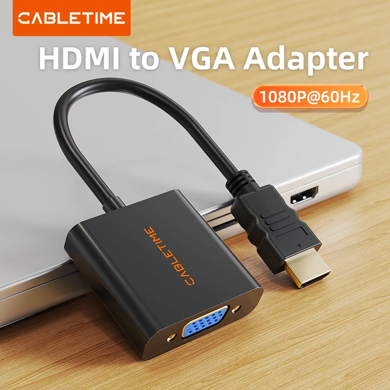 CABLETIME 1080p HDMII-compatible Male to VGA Female Video Converter Adapter Hdmi Adapter for Tablet laptop PC TV