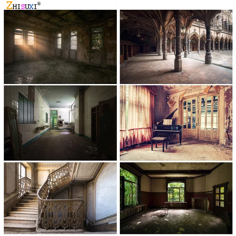 

Photorealistic Fabric Backgrounds Interior Old House Corridor Stairs Retro Style Portrait Photography Backdrops For Studio TF-02