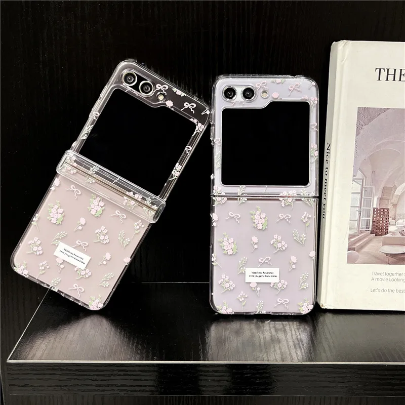 

Transparent Flower for Samsung Galaxy Z Flip 7 6 5 4 Protective Back Cover for ZFlip5 ZFlip6 ZFlip7 Case Shell