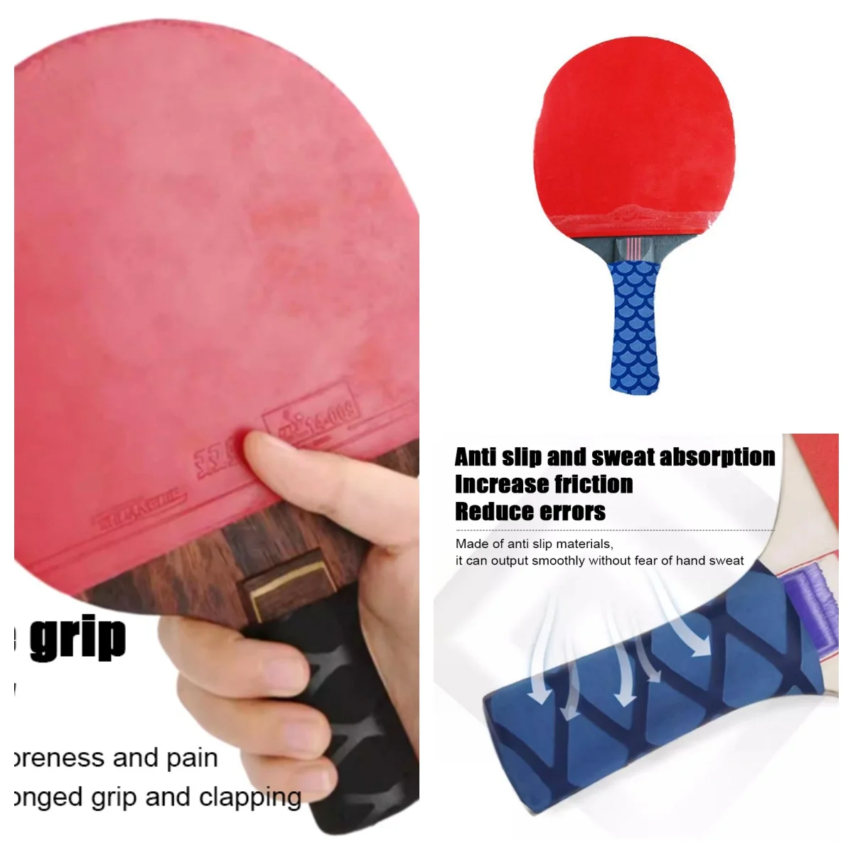 

1 шт., противоскользящая ручка для ракетки для настольного тенниса, резиновый рукав, термоусадочная пленка, повязка для защиты от пота для игроков настольного тенниса