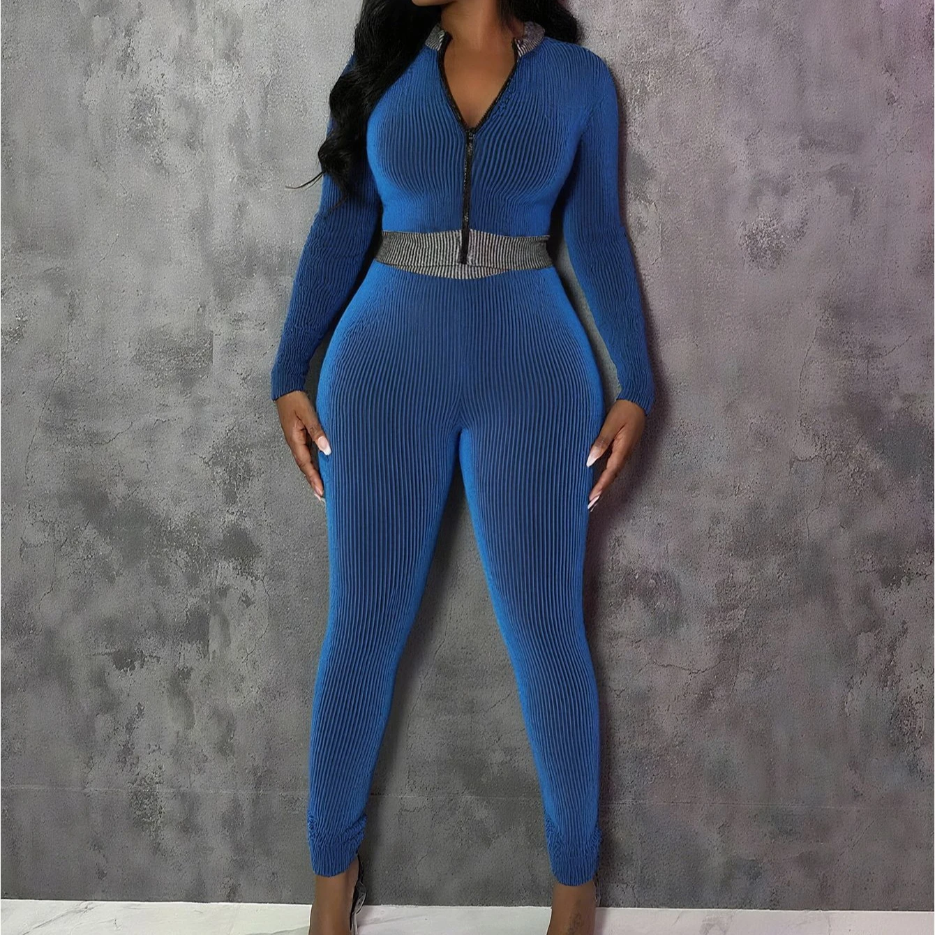 

Pant Set Women Two Piece Sets V Neck Zipper Matching Sets Coats Sheath Long Pants High Waist Y2k Streetwear Elegant Slim Fit