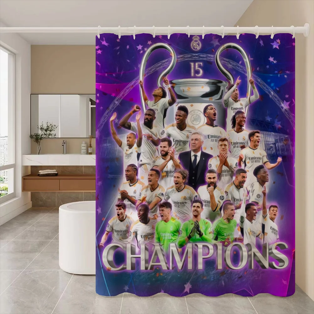 Waterproof Shower Curtain Bathroom Curtain C-champions League Real M-madrids Curtains Accessories Bath Fabric Set the Anti-mold