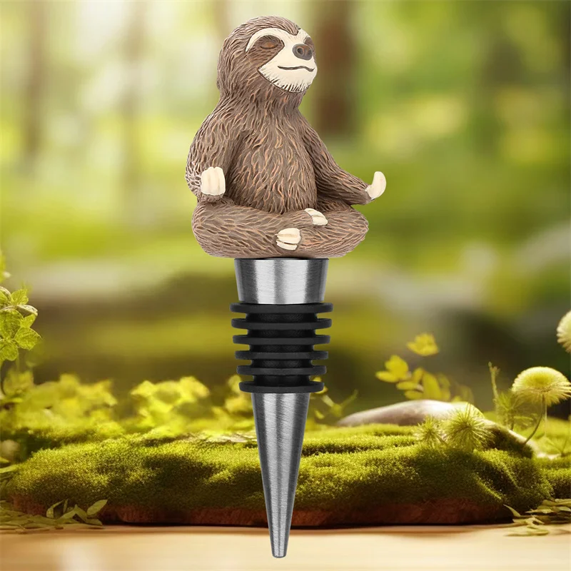 Lustiger Faultier-Weinflaschenverschluss, Dekorativer Tiermotiv-Weinflaschenstopper, Wiederverwendbares Küchen- und Bar-Accessoire, Hochzeits- und Partyzubehör, Geschenk für Weinliebhaber – Detail 4