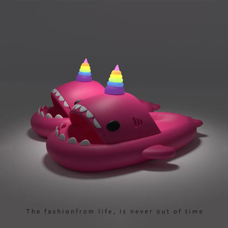 Cute Shark Slippers for Women & Men Summer Platform Night Glow-in-the-Dark Indoor Beach Slides Home Street Wear DIY Accessory view 2