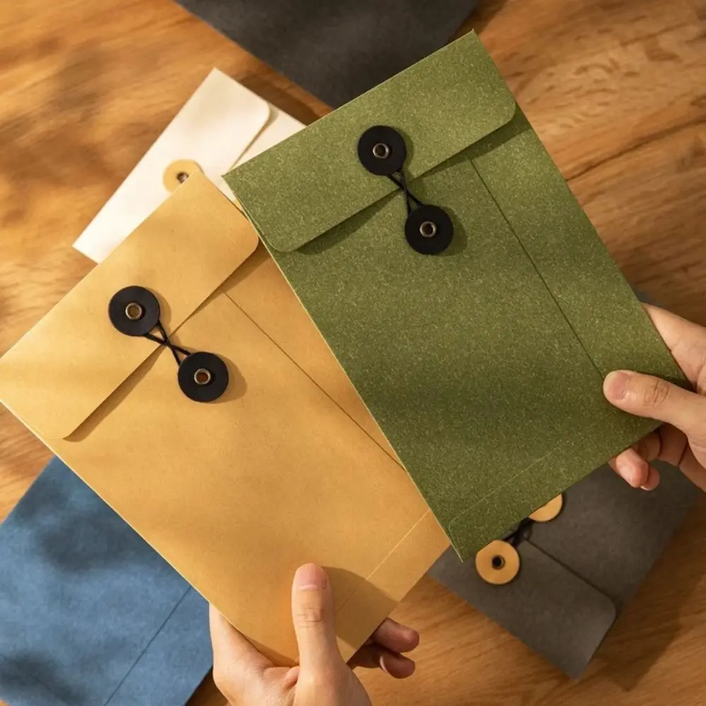 A4/A5 Kraft Paper Envelopes with String Tie Closure Clasp European Style Vintage Brown Envelopes Retro Invitation Card