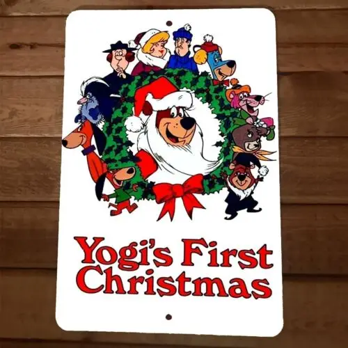 Yogis First Christmas Xmas 8x12 Metal Wall Sign  Poster