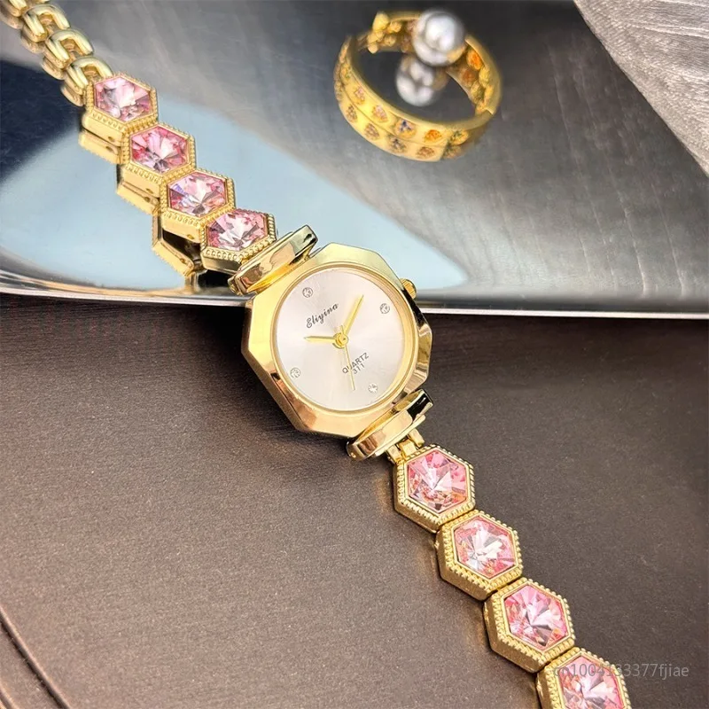 

Женские часы, брендовые модные легкие инкрустированные бриллиантами, роскошный браслет с драгоценными камнями, кварцевые часы, женские часы Reloj, новинка 2025 г.