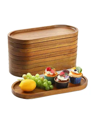 Tableware Solid Wood Food Tray Round Rectangle Dessert Plate Japanese-style Wooden Snack Fruit Tea Saucer Pallet Bread Board