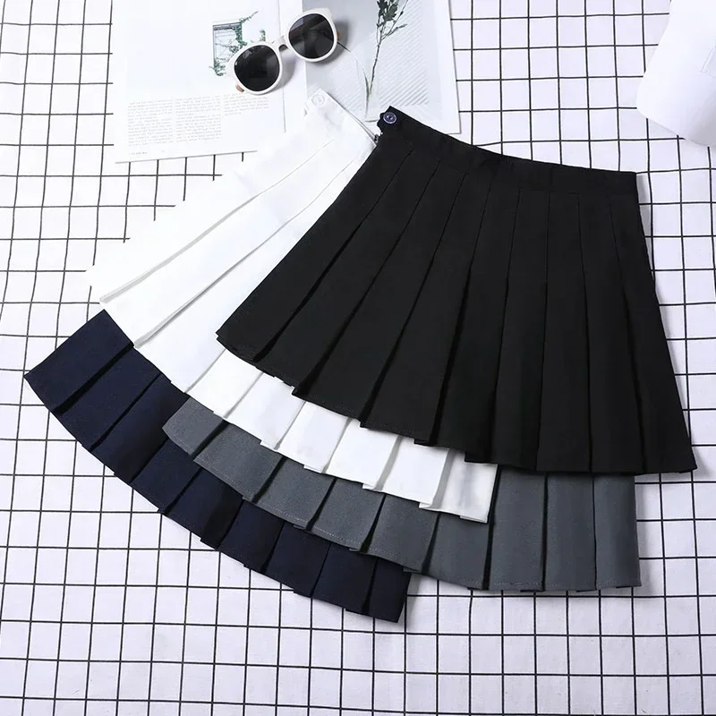 Mini Skirt With Shorts Summer Clothes For Woman 2024 White School Uniform Korean Style Pink High Waist Elegant Pleated Skirts