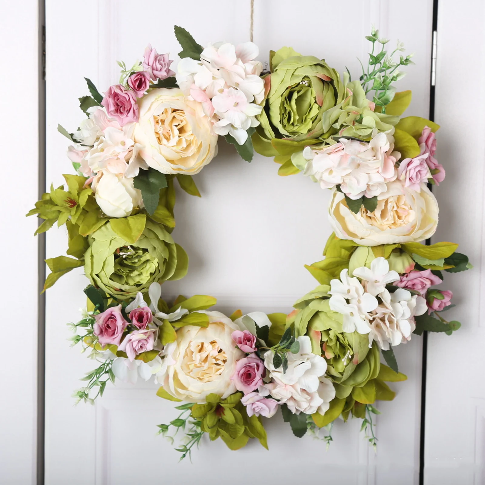 Simulation Flowers Spring Garland For Door Wall Window Hanging Beautiful Elegant Festive Supplies Rattan Artificial Peony Wreath