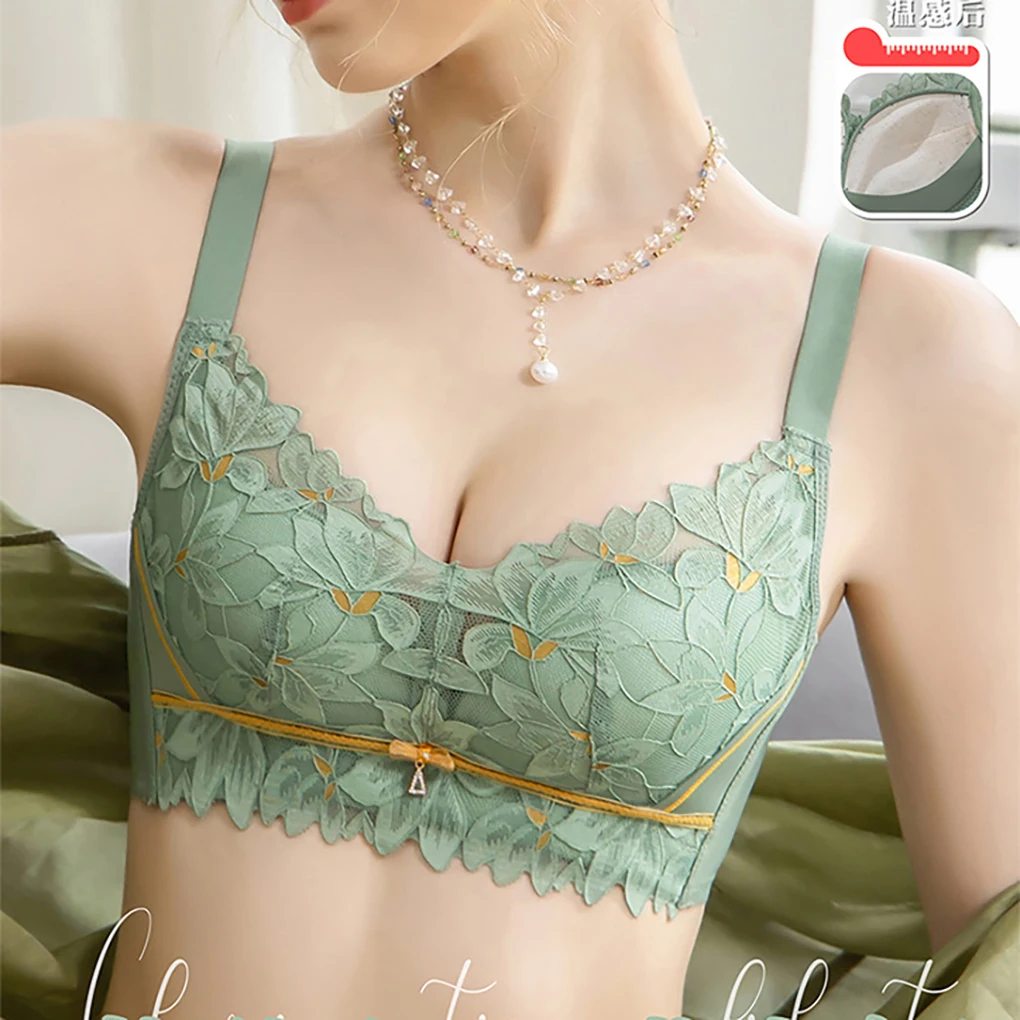 

Lingerie Small Chest Gathered Collar Wrapped Anti Sagging Lace Free Adjustable Bra Small Comfortable Thin Top Bra