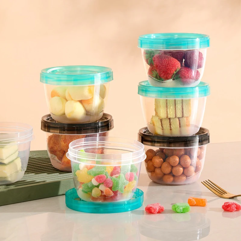 1/3/5 Pcs Round Food Fresh Keeping Box Kitchen Refrigerator Storage Container Fruits Snacks Sealed Jar Microwave Heating