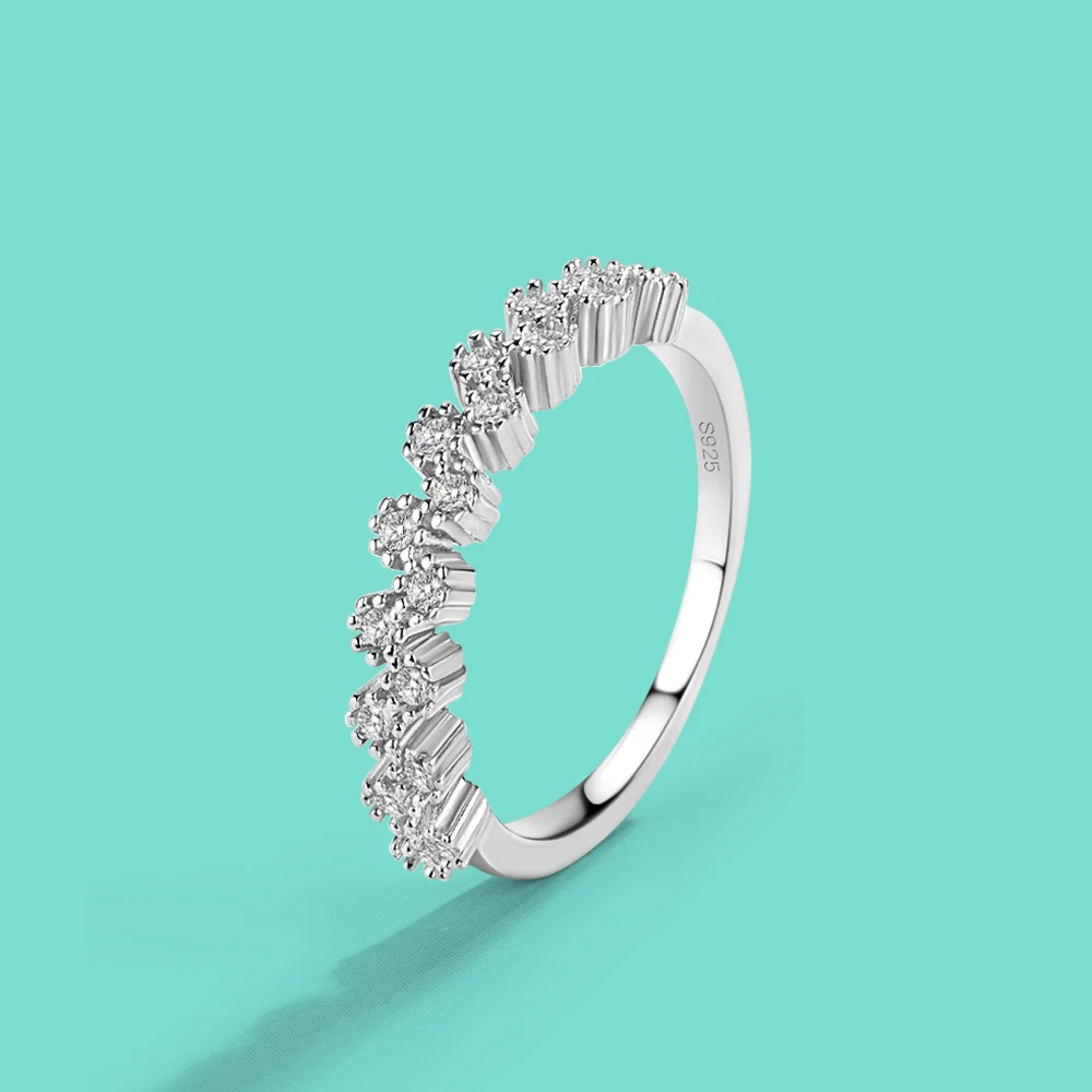 

Light Luxury 925 Sterling Silver Zircon Ring For Women Simple Banquet Party Wedding Boutique Jewelry Birthday Anniversary Gift