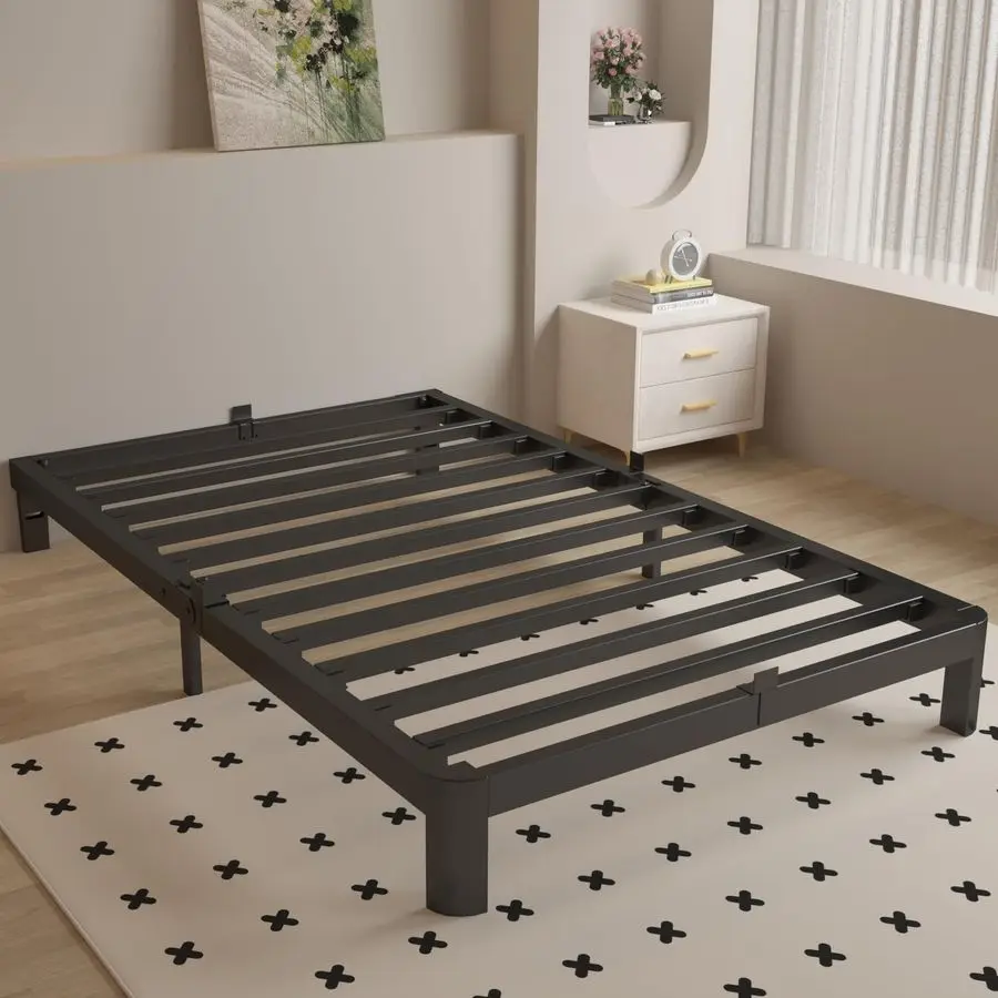 

Каркас кровати 6 дюймов, черный, размер Twin, с металлическими опорами, не требует пружинного блока, усиленная стальная платформа, круглая основа