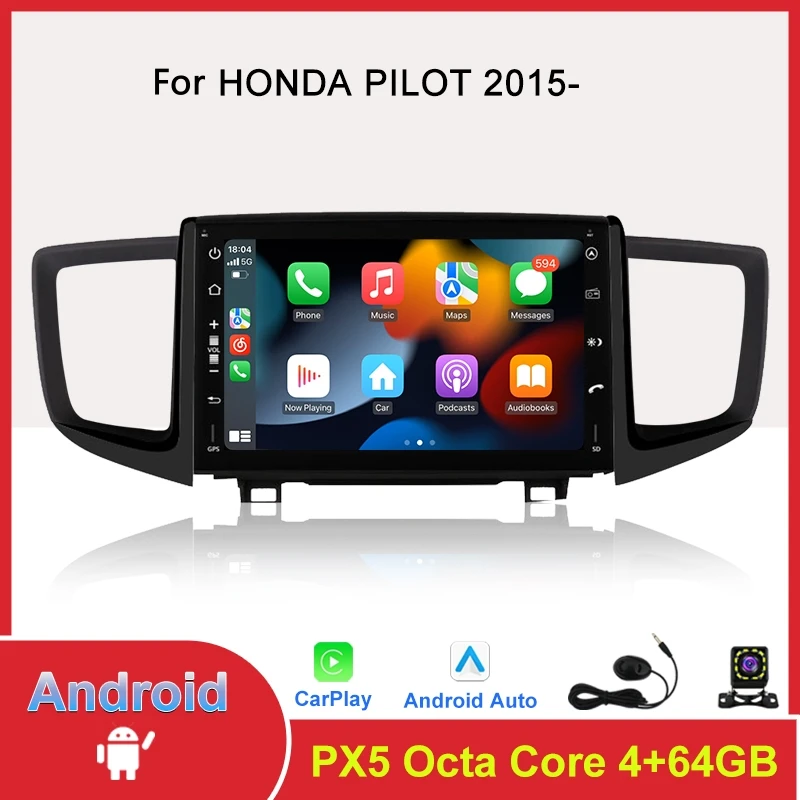 8 Inch Android Touch Screen Car Radio For Honda PILOT 2015- GPS Navigation Wireless CarPlay Auto WiFi DAB DSP Stereo Head Unit