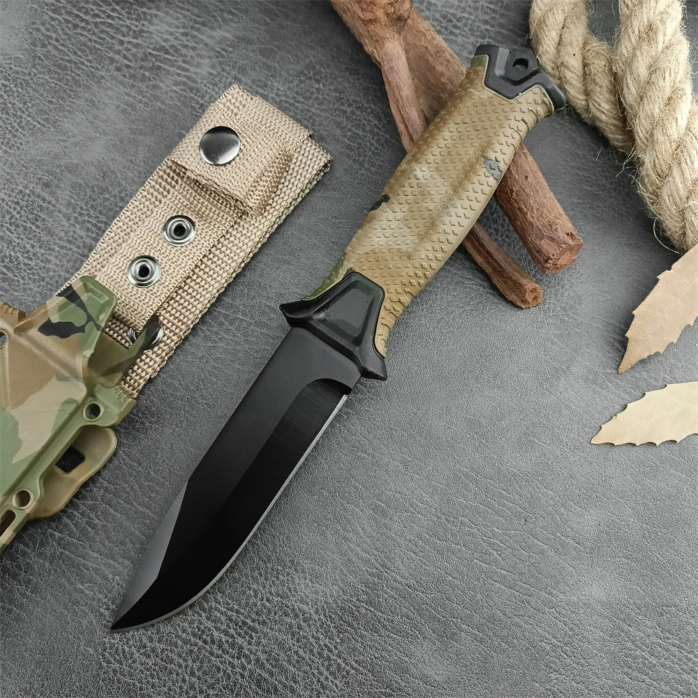 GB 1500 Combat Military Straight Knife Rubber and Plastic Outdoor Camping Fixed Knives Hunting Survival Tactical Hunting Knife