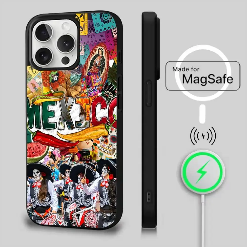 Funda de teléfono Viva Mexico para iPhone 17,16,15,14,13,12,11,Pro,Max,Plus,Mini,Magsafe,funda de carga inalámbrica magnética