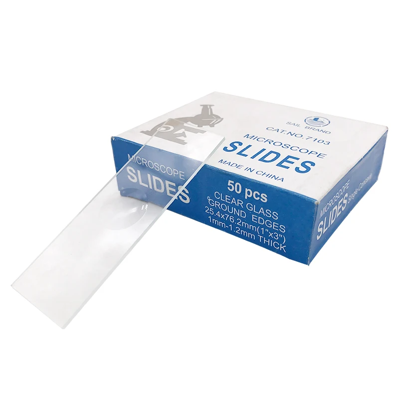 50 piezas de portaobjetos de vidrio para microscopio biológico cóncavo único, portaobjetos en blanco, cóncavo redondo para laboratorio reutilizable