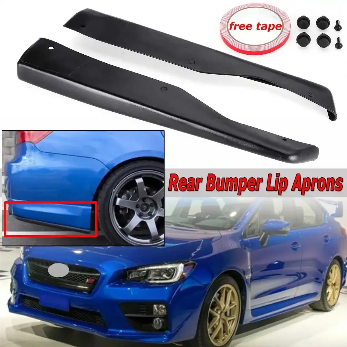 Carbon Fiber Car Side Rear Bumper Lip Diffuser Splitter Wrap Spoiler Canard Side Aprons For Subaru Impreza WRX Sti 4Dr Body Kit