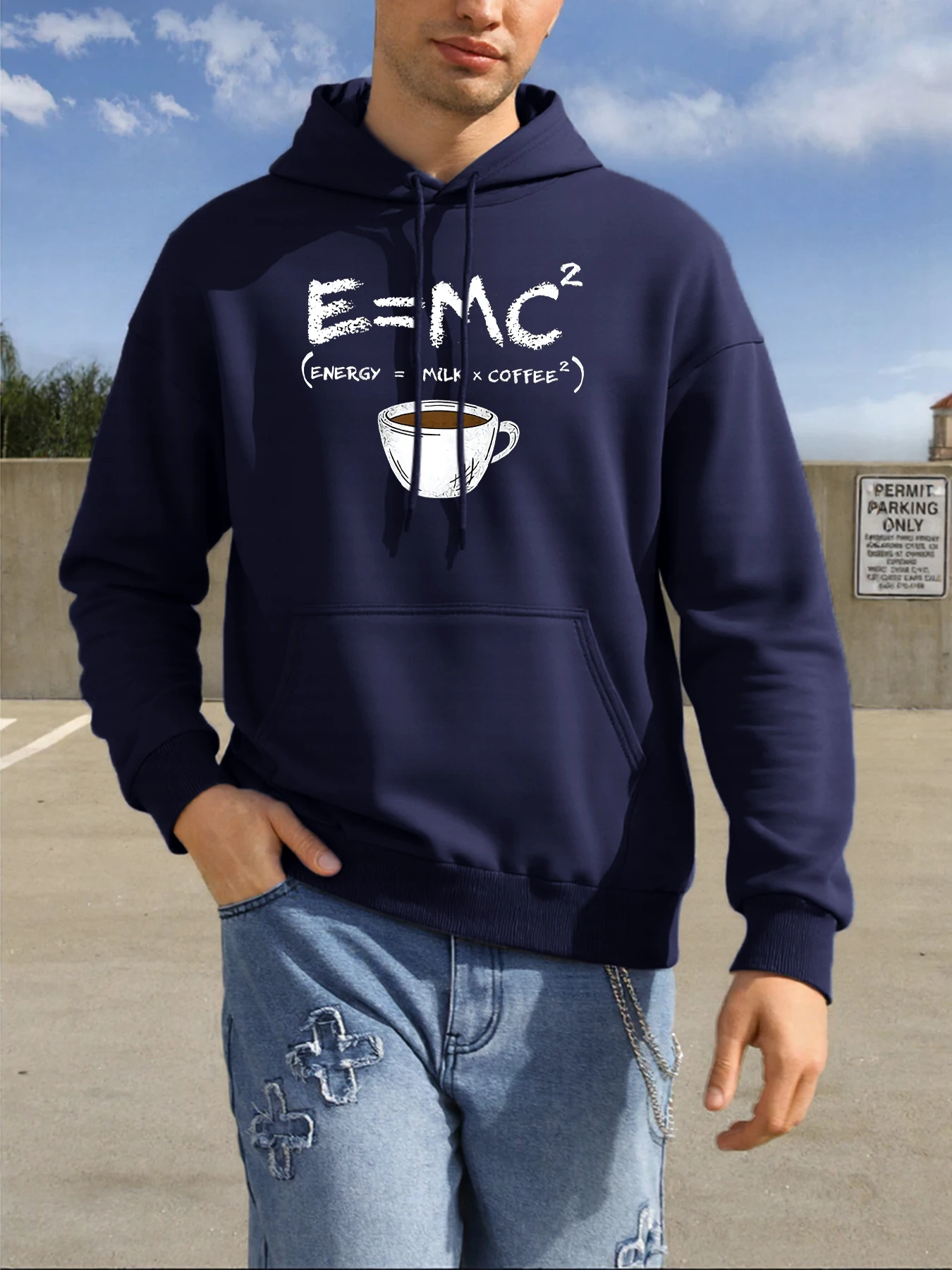 Milch Kaffee Bringen Energie Druck Hoody Männer Trendy Alle-Spiel Hoodie Casual Herbst Streetwears Oansatz Bequeme Hoodies