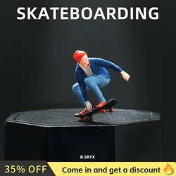 Kicarmod 1/64 Scale Model Car Skater Boy Collection Dolls Exquisite Figure for Fans in Scale Diecast Model Car