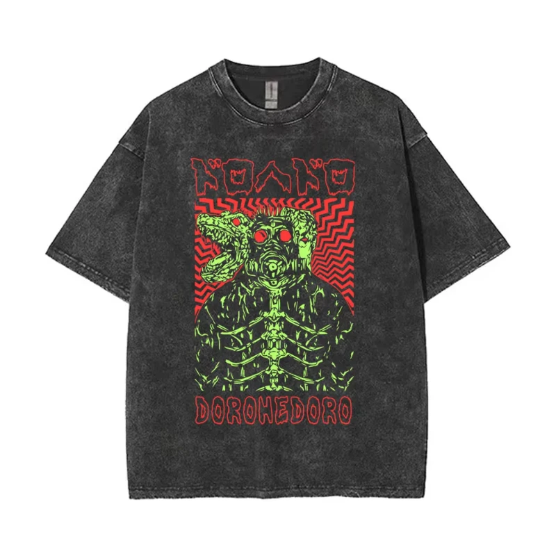 Camiseta Vintage Lavada con Gráfico de Anime Dorohedoro, Camiseta Kaiman Merch para Hombre y Mujer, Camiseta Gótica de Manga Rock, Camisetas Oversize para Hombre
