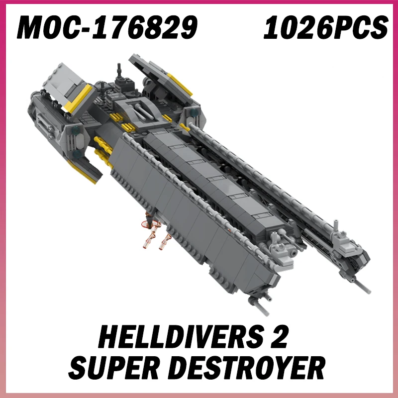 

1026PCS MOC-176829 Helldivers 2 Super Destroyer Spaceship Space Wars Movie Model Building Blocks Bricks Toy Creative Adult Gift