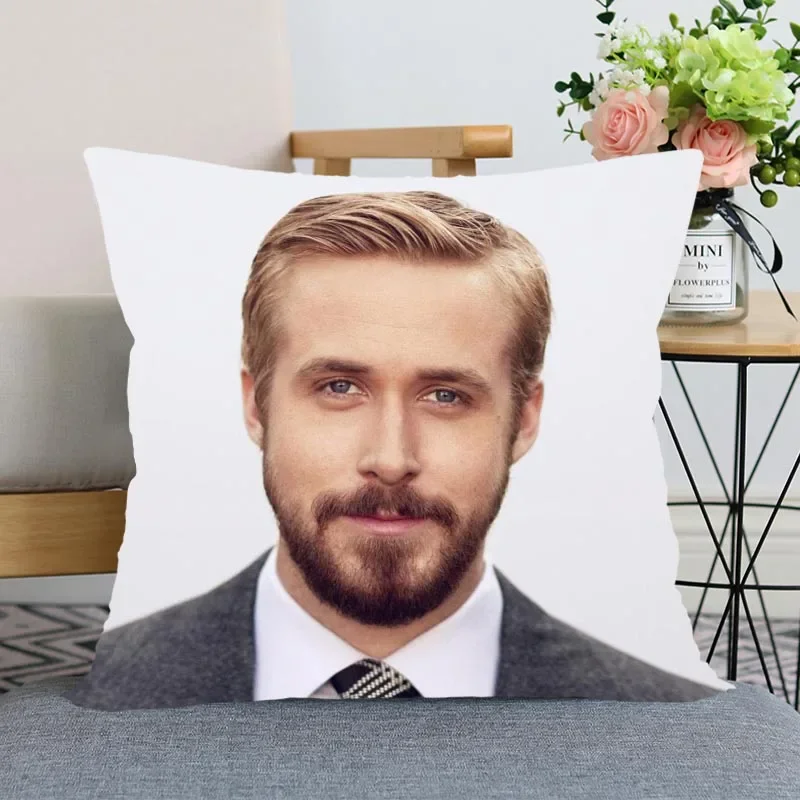 New Ryan Gosling Pillowcase Bedroom Home Decorative Gift Pillow Cover Square Zipper Pillow Cases 45x45 Satin Soft