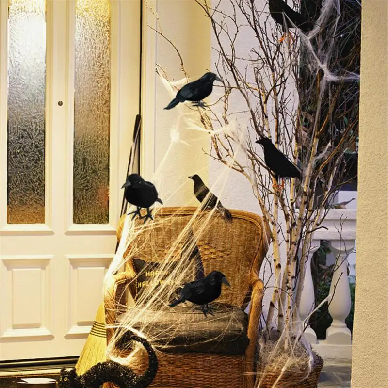 Modelo animal do corvo preto do Dia das Bruxas, Decoração do pássaro para o partido, Raven Prop, suprimentos assustadores, Decorações Home, 1pc