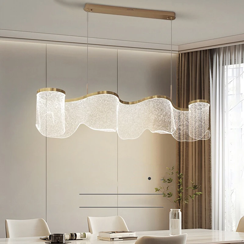 Modern Light Luxury Restaurant LED Pendant Light Italian High-End Designer Indoor Long Acrylic Luxury
