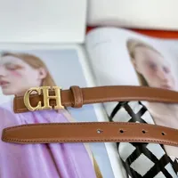 Fashion women's leather belt, retro style letter CH  buckle - suitable for casual to formal dress, versatile and durable