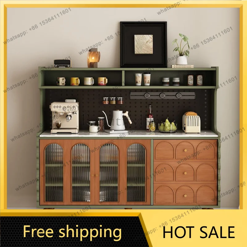 Zj. Medieval style dining side cabinet, living room integrated storage cabinet against the wall, hole board dining side cabinet