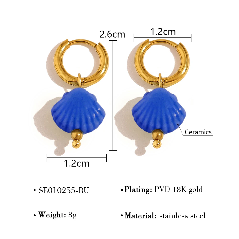 WILD & FREE Colorful Ceramic Charms Stainless Steel Hoop Earrings for Women Creative Individual 18K Gold Plated Jewelry