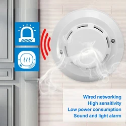 TOP New Alarms Smoke Detectors Smoke Alarm High Sensitivity Security Detector Sound Light Warning Device with Red LED Indicator
