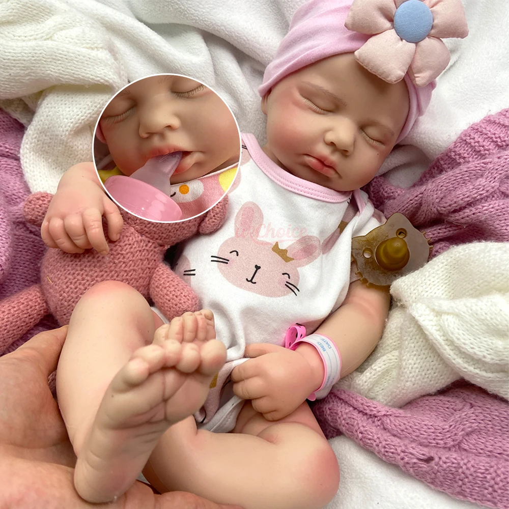 Bambola Reborn in Silicone Solido da 20 Pollici, Realistica, con Bocca Apribile, Peso di Neonato, Sensazione Reale, per Collezionisti