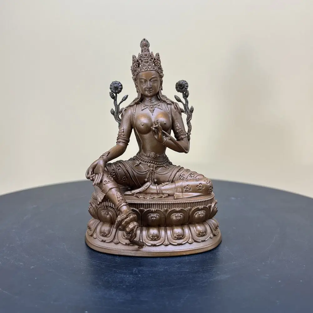 Tibetan copper wonderful sound Buddha mother green Tara white mother Zonggaba master 3 inch 10 cm home ornament