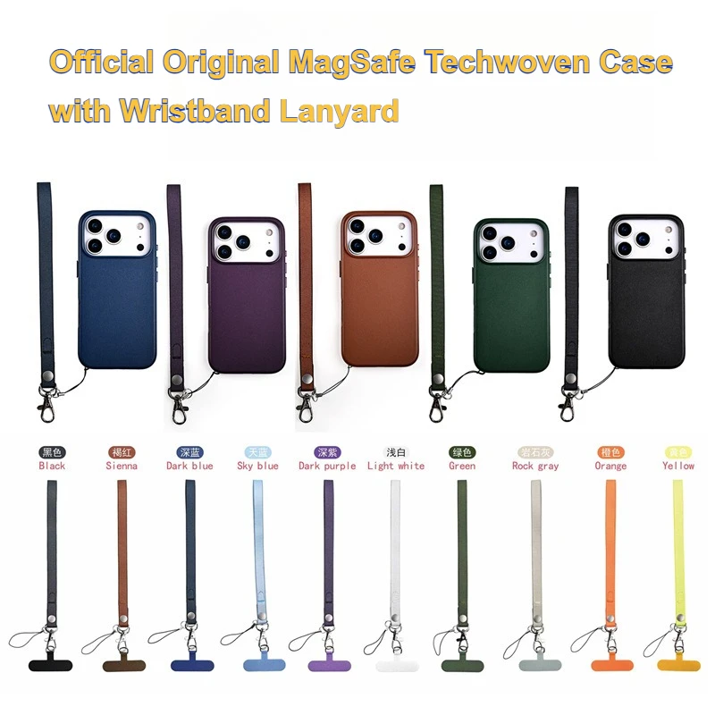 

Высококачественный оригинальный чехол MagSafe Techwoven с ремешком на браслете для IPhone 17 Pro Max, полная защитная крышка с беспроводной зарядкой